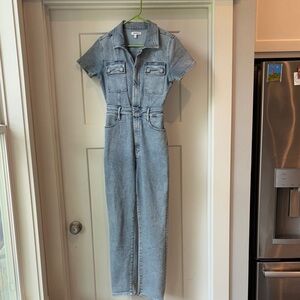 Good American Fit For Success Denim Jumpsuit, size 1 Fits US Small